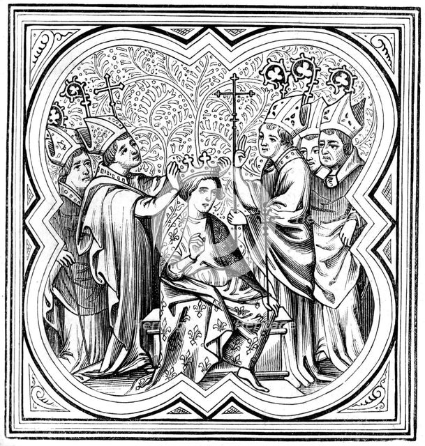 The coronation of Charlemagne (712-814), 14th century (1849). Artist: Unknown