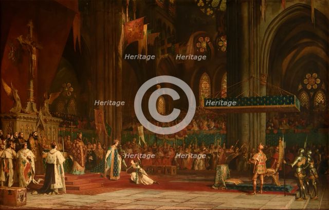 The coronation of Charles VII in the Rheims Cathedral, 17 July 1429, 1861. Creator: Comte, Pierre Charles (1823-1895).