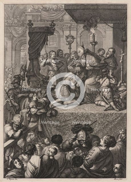 The coronation of Charles VII in the Rheims Cathedral, 17 July 1429, c1657 . Creator: Bosse, Abraham (1602-1676).