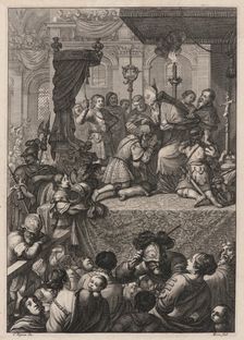 The coronation of Charles VII in the Rheims Cathedral, 17 July 1429, c1657 . Creator: Bosse, Abraham (1602-1676)