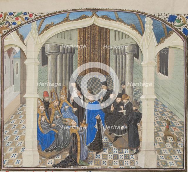 The coronation of Baldwin II on 1118. Miniature from the Historia by William of Tyre, 1460s. Artist: Anonymous  