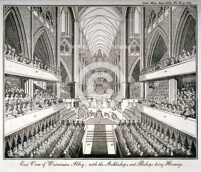The coronation of George IV in Westminster Abbey, London, 1821. Artist: Anon