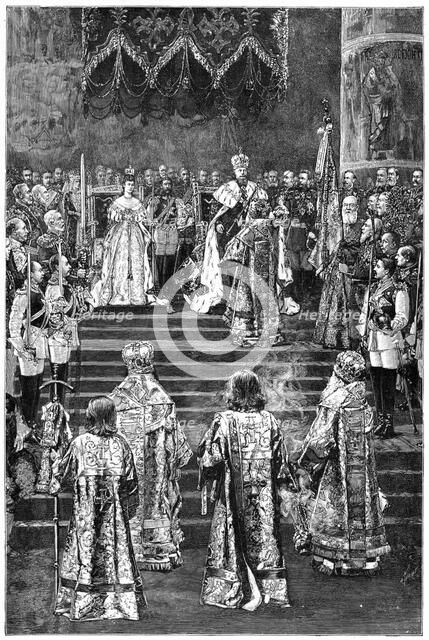 The coronation of Emperor Alexander III and Empress Maria Fyodorovna, 1883 (late 19th century). Artist: Unknown