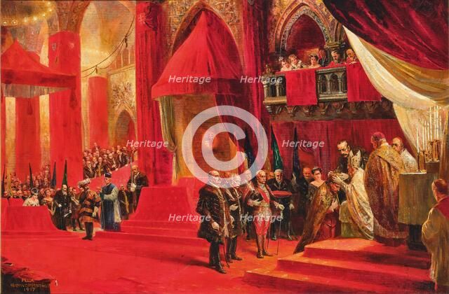 The Coronation of Emperor Charles I of Austria as King Charles IV of Hungary..., 1917. Creator: Schwormstädt, Felix (1870-1938).