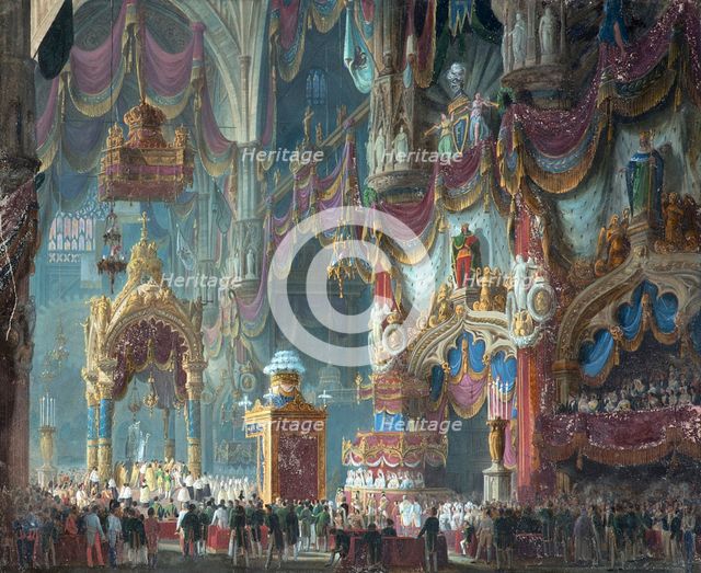 The Coronation of Emperor Ferdinand I of Austria as King of Lombardy-Veneto in the Cathedral of Mila Creator: Sanquirico, Alessandro (1777-1849).