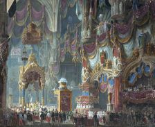 The Coronation of Emperor Ferdinand I of Austria as King of Lombardy-Veneto in the Cathedral of Mila Creator: Sanquirico, Alessandro (1777-1849)