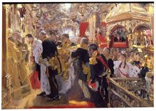 The Coronation of Emperor Nicholas II in the Assumption Cathedral 1896. Artist: Valentin Serov