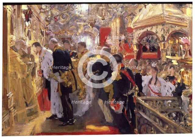 'The Coronation of Emperor Nicholas II in the Assumption Cathedral', 1896. Artist: Valentin Serov