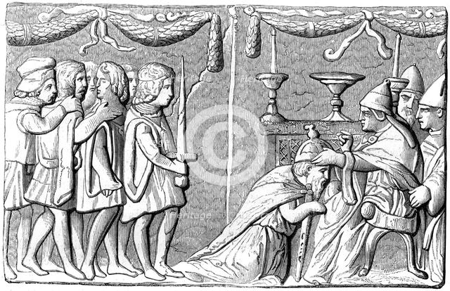 The coronation of Emperor Sigismund (1368-1437) by Pope Eugene IV, 15th century (1849). Artist: Unknown