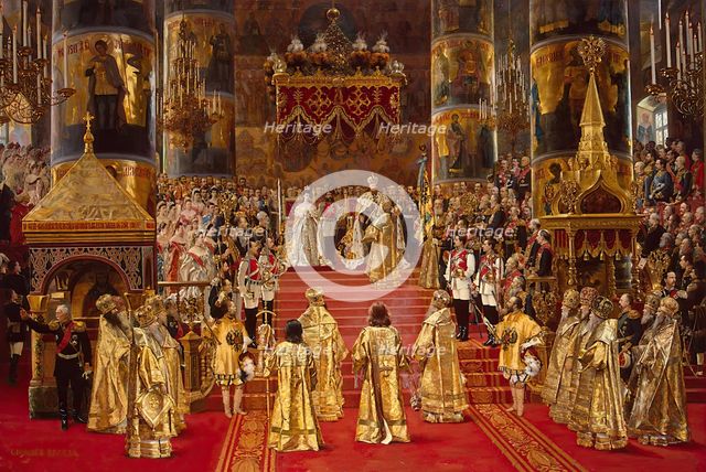 The Coronation of Empreror Alexander III and Empress Maria Feodorovna, 1888. Creator: Georges Becker.