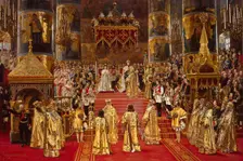 The Coronation of Empreror Alexander III and Empress Maria Feodorovna, 1888. Creator: Georges Becker