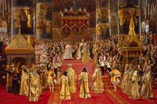 The Coronation of Empreror Alexander III and Empress Maria Feodorovna, 1888. Creator: Georges Becker