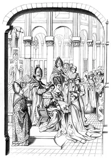 The coronation of King Charles V of France (1337-1380), 14th century (1849).Artist: A Bisson