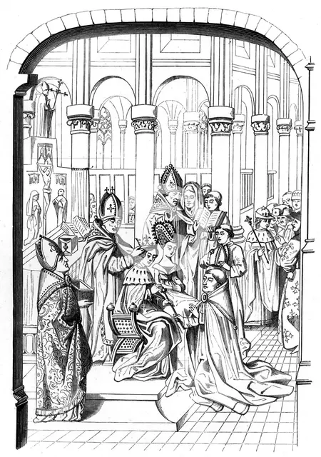 The coronation of King Charles V of France (1337-1380), 14th century (1849).Artist: A Bisson
