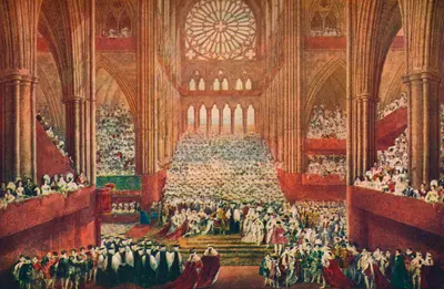 The Coronation of King George IV in Westminster Abbey, London, 1821 (1906).  Artist: Pugin & Stephanoff.
