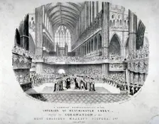 The coronation of Queen Victoria in Westminster Abbey, London, 1838. Artist: W Clark
