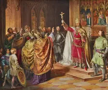 The coronation of Rudolph I of Habsburg (1273-1291) in Frankfurt, 1846. Creator: Engerth; Eduard von (1818-1897)
