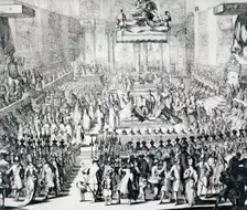 The Coronation of William III and Mary II, Westminster Abbey, London, 21st April 1689. Creator: Unknown
