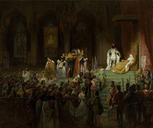 The coronation of the dead Inês de Castro in the Cathedral of Coimbra, 1827-1828. Creator: Saint-Evre, Gillot (1791-1858)