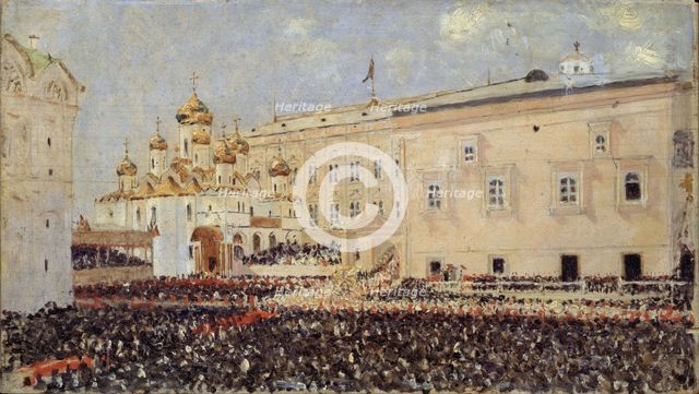 The Coronation of the Emperor Alexander III in the Moscow Kremlin on 15th May 1883, 1883. Artist: Vereshchagin, Vasili Vasilyevich (1842-1904)