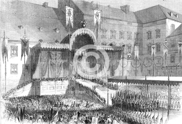 The Coronation of the King and Queen of Prussia: the proclamation in the courtyard of the..., 1861. Creator: Unknown.