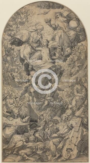 The Coronation of the Virgin with Angel Musicians and All Saints, c. 1590. Creator: Master J.N..