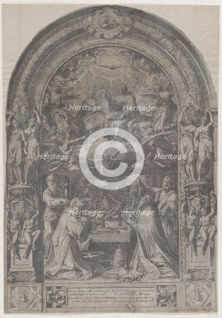 The Coronation of the Virgin with St Lawrence, St Paul, St Peter and St Sixtus, 1576. Creator: Cornelis Cort.