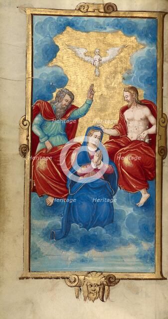 The Coronation of the Virgin; Book of Hours, 1544. Creator: Unknown.