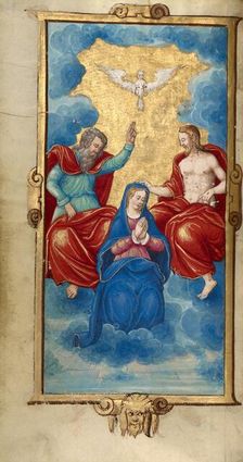 The Coronation of the Virgin; Book of Hours, 1544. Creator: Unknown