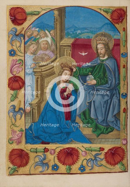 The Coronation of the Virgin; Book of Hours, early 16th century. Creator: Unknown.