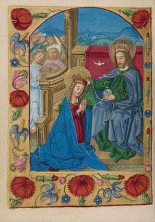 The Coronation of the Virgin; Book of Hours, early 16th century. Creator: Unknown