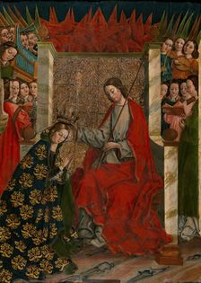 The Coronation of the Virgin, c1490. Creator: Master of the Once Mil Vírgenes
