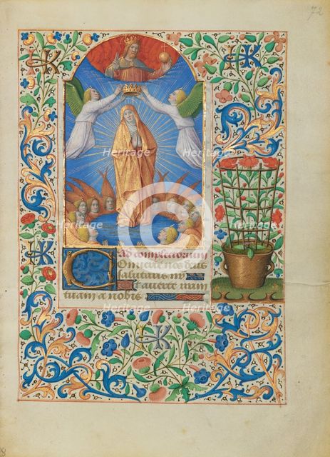 The Coronation of the Virgin; Katherine Hours, about 1480-1485. Creator: Jean Bourdichon.
