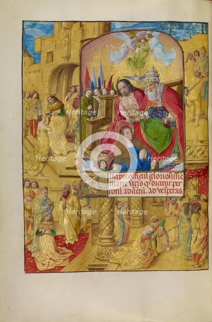 The Coronation of the Virgin; Spinola Hours, about 1510-1520. Creator: Master of the Lubeck Bible.
