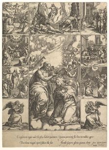 The Coronation of the Virgin; surrounded by nine vignettes with scenes from the life of..., by 1575. Creator: Giorgio Ghisi