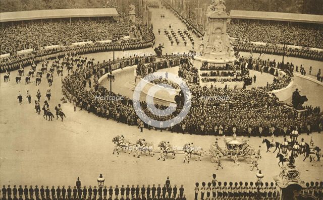 'The Coronation Procession Approaching The Mall', 1937. Creator: Photochrom Co Ltd of London.