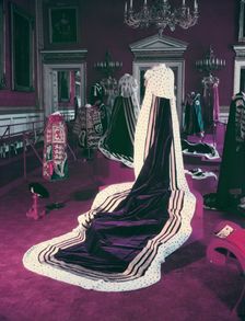 The coronation robes of Princess Margaret, worn at the coronation of Queen Elizabeth II, 1953. Creator: Arthur Charles Kirby Ware