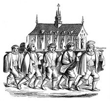 The Corporation of the Goldsmiths of Paris carrying the Shrine of St Genevieve, 17th century, (1870)