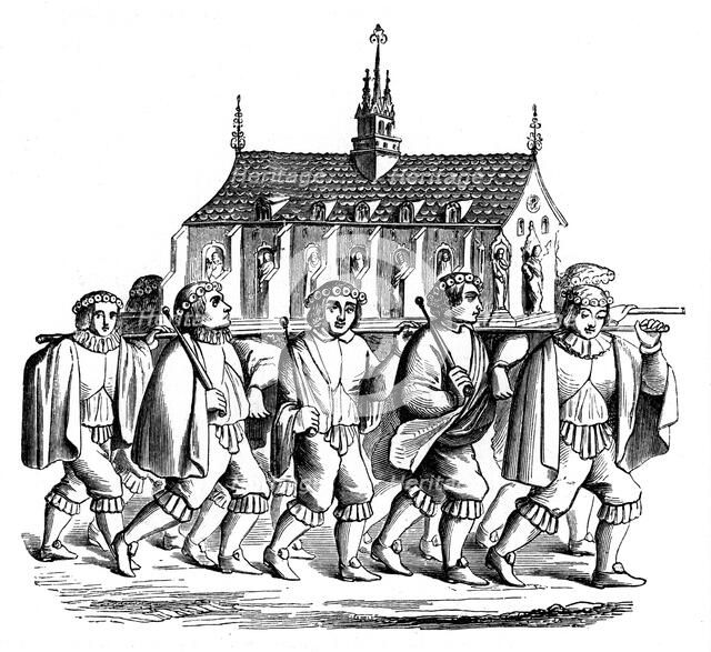 The Corporation of the Goldsmiths of Paris carrying the Shrine of St Genevieve, 17th century, (1870) Artist: Unknown