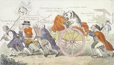 The Corporation hog's journey to Smithfield in stile or aldermen turned pig show men., 1790. Artist: Isaac Cruikshank