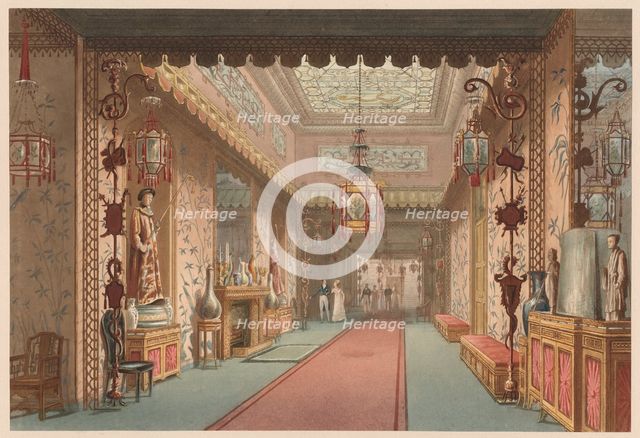 The Corridor, Royal Pavilion, Brighton, c.1820 [as designed by John Nash], 2 April 1820. Creator: Augustus Charles Pugin.