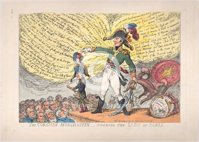 The Corsican Munchausen - Humming the Lads of Paris, December 4, 1813., December 4, 1813. Creator: Thomas Rowlandson.