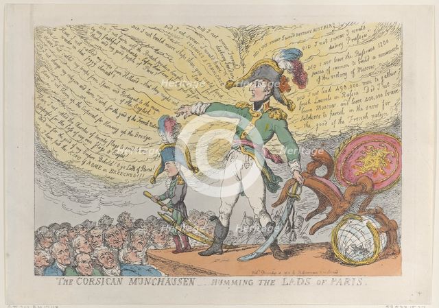 The Corsican Munchausen - Humming the Lads of Paris, December 4, 1813., December 4, 1813. Creator: Thomas Rowlandson.