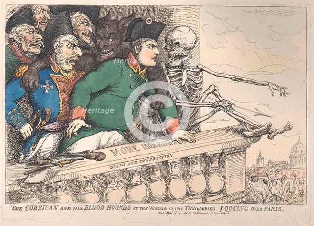 The Corsican and His Bloodhounds at the Window of the Thuilleries Looking Over P..., April 16, 1815. Creator: Thomas Rowlandson.