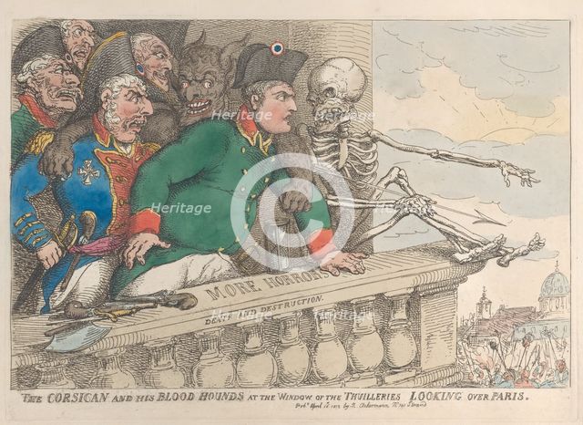 The Corsican and His Bloodhounds at the Window of the Thuilleries Looking Over P..., April 16, 1815. Creator: Thomas Rowlandson.