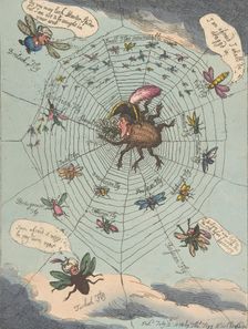 The Corsican Spider in His Web!, July 12, 1808., July 12, 1808. Creator: Thomas Rowlandson