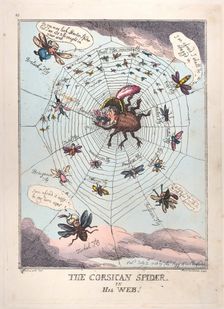 The Corsican Spider in His Web!, July 12, 1808., July 12, 1808. Creator: Thomas Rowlandson