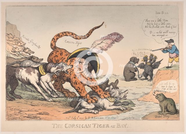 The Corsican Tiger at Bay!, July 8, 1808., July 8, 1808. Creator: Thomas Rowlandson.