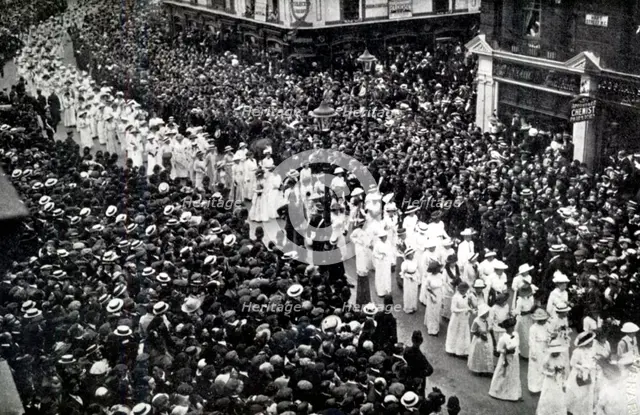 The Cortege of Emily Wilding Davison, London, June 14, 1913.  Creator: Unknown.