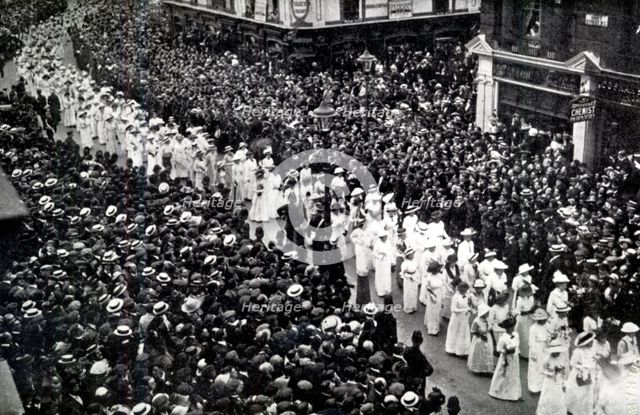 The Cortege of Emily Wilding Davison, London, June 14, 1913.  Creator: Unknown.